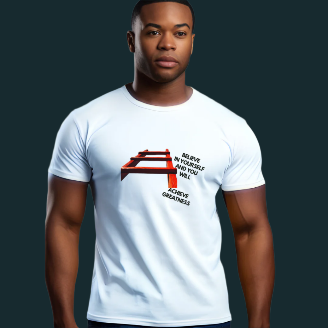 Inspirational Graphic T-Shirt, Believe in Yourself Design, Men's Spring Collection